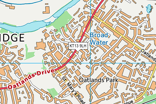 KT13 9LH map - OS VectorMap District (Ordnance Survey)