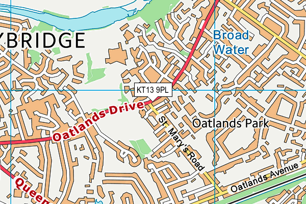 KT13 9PL map - OS VectorMap District (Ordnance Survey)