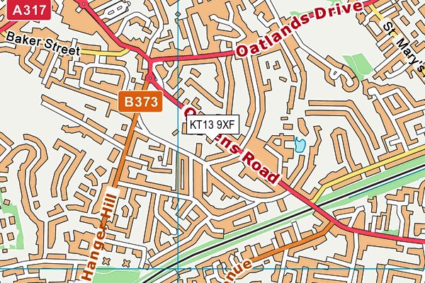 KT13 9XF map - OS VectorMap District (Ordnance Survey) KT13 9XF map - OS VectorMap District (Ordnance Survey)