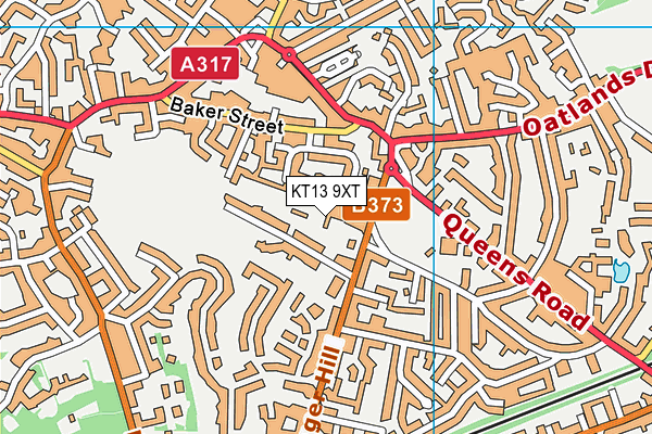 KT13 9XT map - OS VectorMap District (Ordnance Survey) KT13 9XT map - OS VectorMap District (Ordnance Survey)