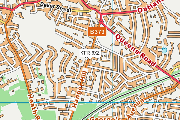 KT13 9XZ map - OS VectorMap District (Ordnance Survey) KT13 9XZ map - OS VectorMap District (Ordnance Survey)