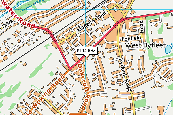 KT14 6HZ map - OS VectorMap District (Ordnance Survey)