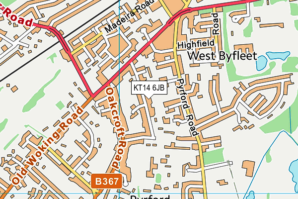 KT14 6JB map - OS VectorMap District (Ordnance Survey) KT14 6JB map - OS VectorMap District (Ordnance Survey)