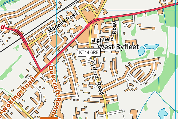 KT14 6RE map - OS VectorMap District (Ordnance Survey)