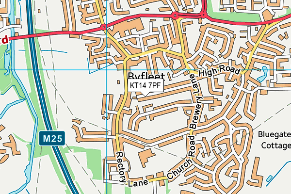 KT14 7PF map - OS VectorMap District (Ordnance Survey)