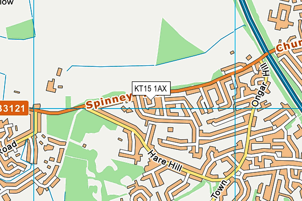 KT15 1AX map - OS VectorMap District (Ordnance Survey) KT15 1AX map - OS VectorMap District (Ordnance Survey)