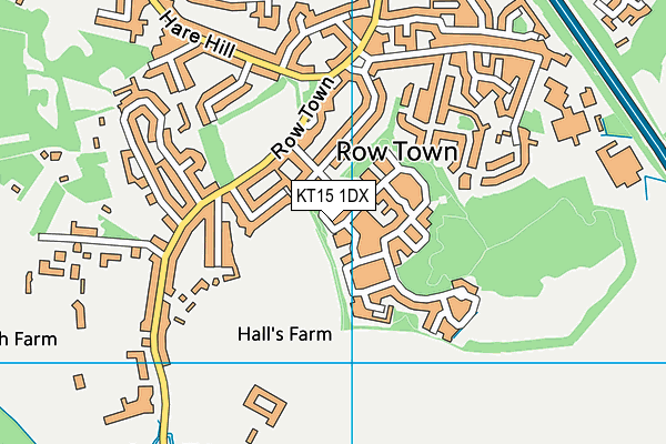 KT15 1DX map - OS VectorMap District (Ordnance Survey) KT15 1DX map - OS VectorMap District (Ordnance Survey)