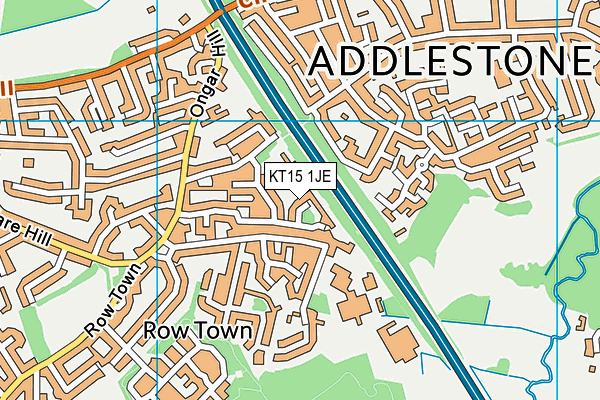 KT15 1JE map - OS VectorMap District (Ordnance Survey)