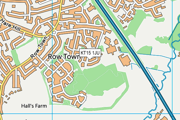 KT15 1JU map - OS VectorMap District (Ordnance Survey)