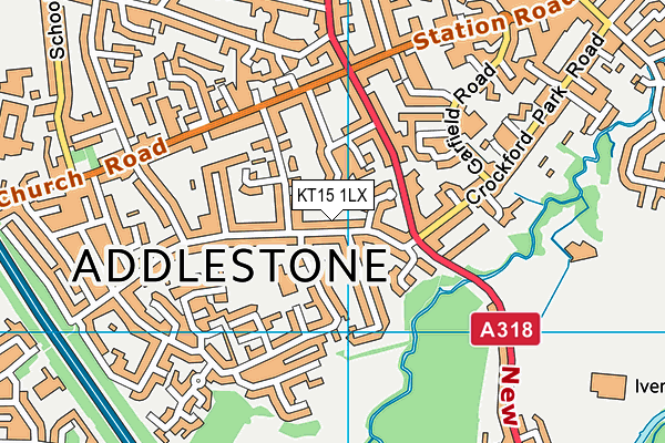 KT15 1LX map - OS VectorMap District (Ordnance Survey)