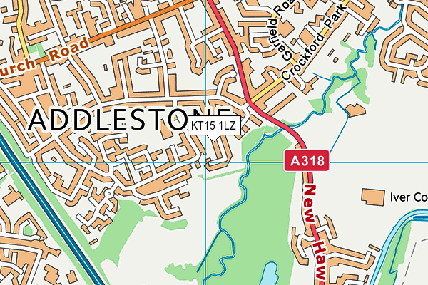 KT15 1LZ map - OS VectorMap District (Ordnance Survey)