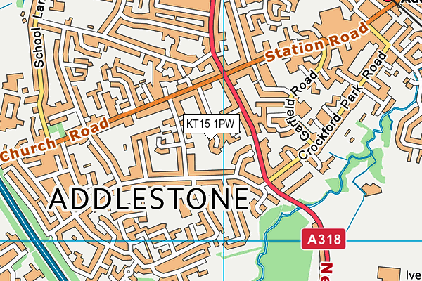 KT15 1PW map - OS VectorMap District (Ordnance Survey) KT15 1PW map - OS VectorMap District (Ordnance Survey)