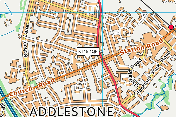 KT15 1QF map - OS VectorMap District (Ordnance Survey)