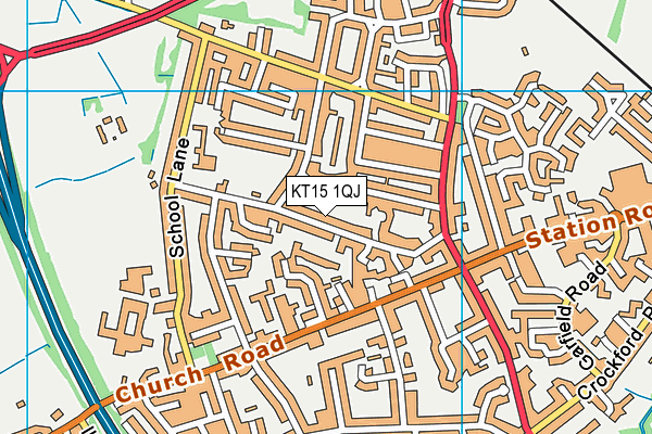 KT15 1QJ map - OS VectorMap District (Ordnance Survey) KT15 1QJ map - OS VectorMap District (Ordnance Survey)