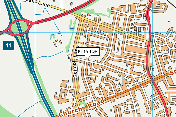 KT15 1QR map - OS VectorMap District (Ordnance Survey)