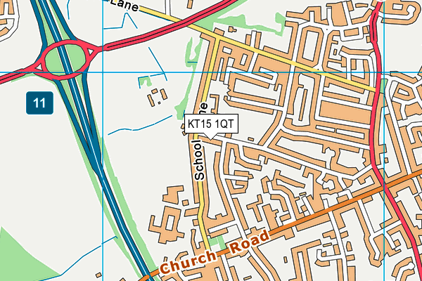 KT15 1QT map - OS VectorMap District (Ordnance Survey)
