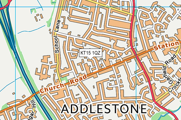 KT15 1QZ map - OS VectorMap District (Ordnance Survey)