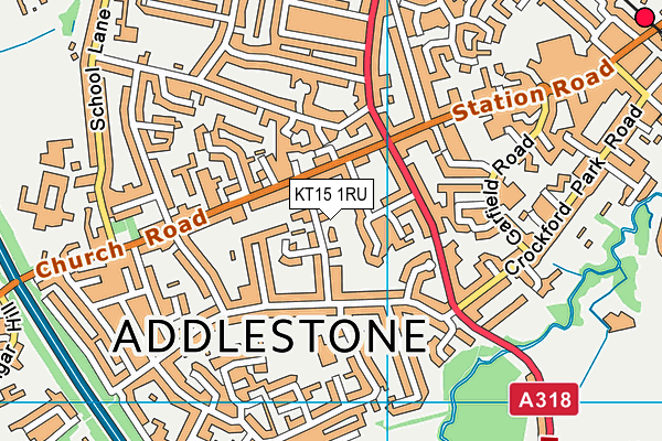 KT15 1RU map - OS VectorMap District (Ordnance Survey)