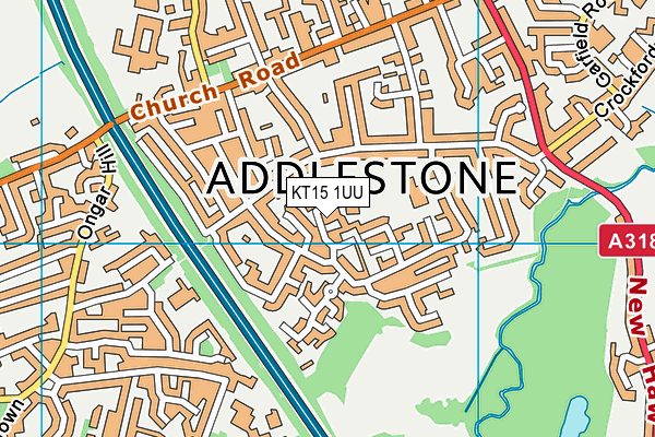 KT15 1UU map - OS VectorMap District (Ordnance Survey)