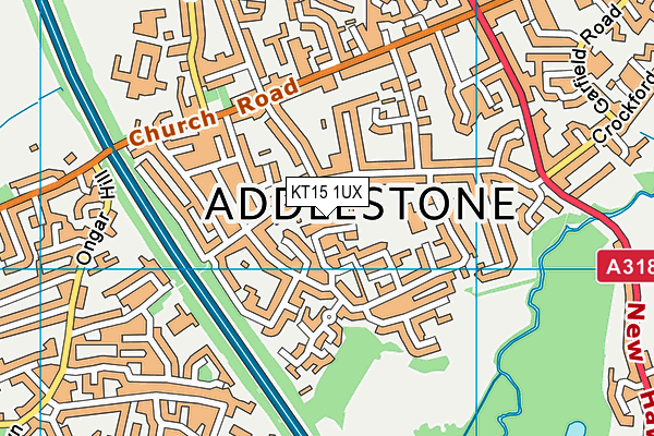 KT15 1UX map - OS VectorMap District (Ordnance Survey) KT15 1UX map - OS VectorMap District (Ordnance Survey)