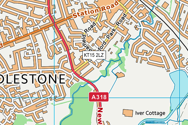 KT15 2LZ map - OS VectorMap District (Ordnance Survey)