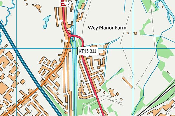KT15 3JJ map - OS VectorMap District (Ordnance Survey)