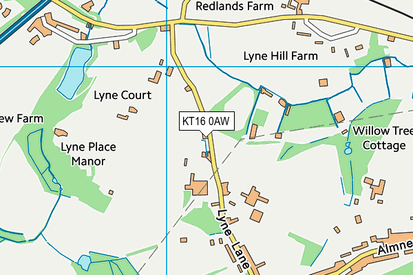 KT16 0AW map - OS VectorMap District (Ordnance Survey) KT16 0AW map - OS VectorMap District (Ordnance Survey)