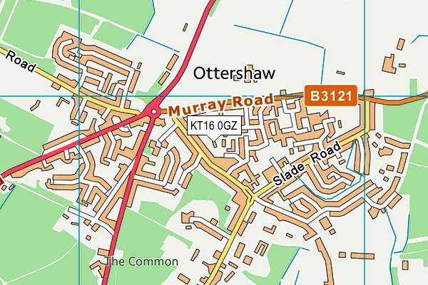 KT16 0GZ map - OS VectorMap District (Ordnance Survey)