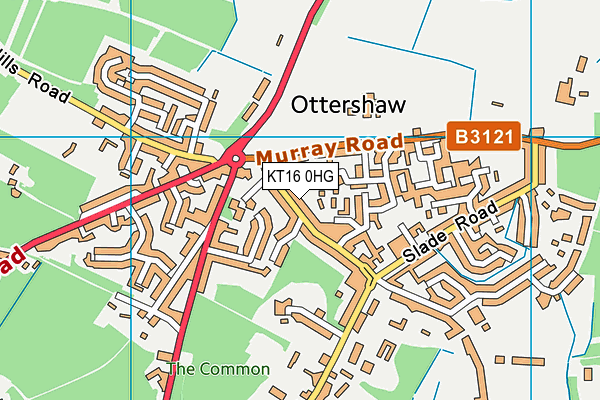 KT16 0HG map - OS VectorMap District (Ordnance Survey)