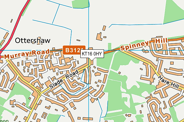KT16 0HY map - OS VectorMap District (Ordnance Survey)