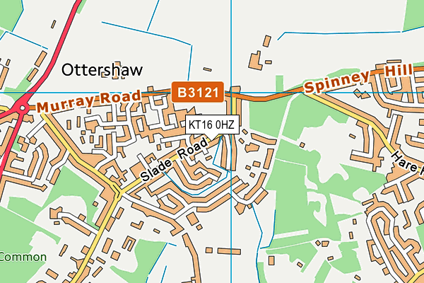 KT16 0HZ map - OS VectorMap District (Ordnance Survey)