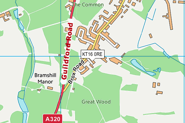 KT16 0RE map - OS VectorMap District (Ordnance Survey)