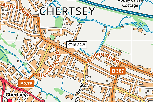 KT16 8AW map - OS VectorMap District (Ordnance Survey)