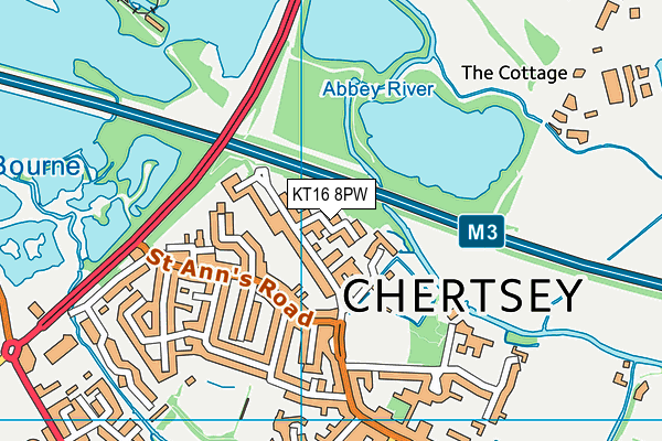 KT16 8PW map - OS VectorMap District (Ordnance Survey)