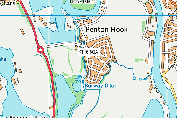 KT16 8QA map - OS VectorMap District (Ordnance Survey) KT16 8QA map - OS VectorMap District (Ordnance Survey)