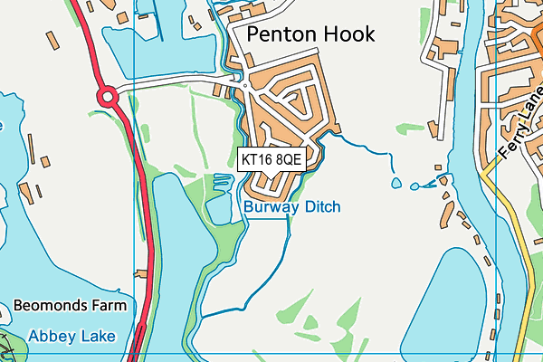 KT16 8QE map - OS VectorMap District (Ordnance Survey) KT16 8QE map - OS VectorMap District (Ordnance Survey)