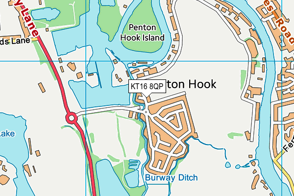 KT16 8QP map - OS VectorMap District (Ordnance Survey)