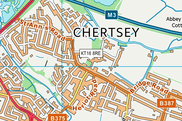KT16 8RE map - OS VectorMap District (Ordnance Survey)