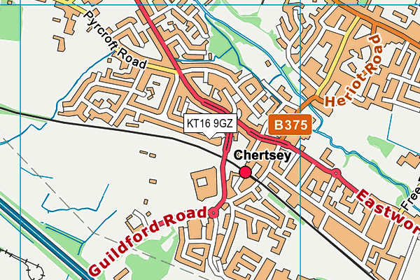 KT16 9GZ map - OS VectorMap District (Ordnance Survey) KT16 9GZ map - OS VectorMap District (Ordnance Survey)
