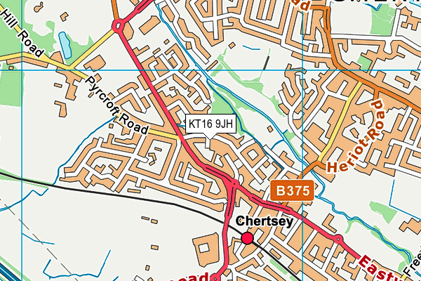 KT16 9JH map - OS VectorMap District (Ordnance Survey) KT16 9JH map - OS VectorMap District (Ordnance Survey)