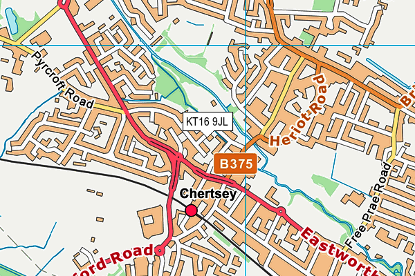 KT16 9JL map - OS VectorMap District (Ordnance Survey) KT16 9JL map - OS VectorMap District (Ordnance Survey)
