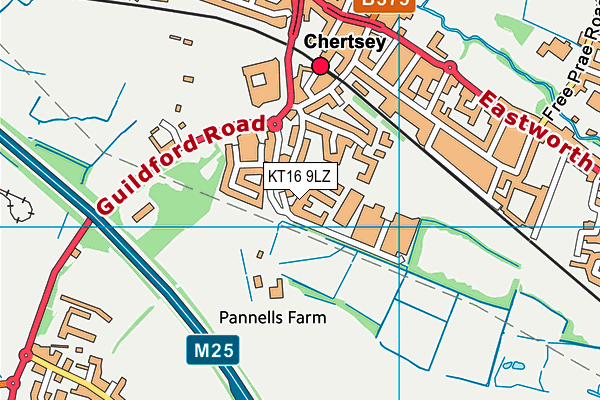 KT16 9LZ map - OS VectorMap District (Ordnance Survey)