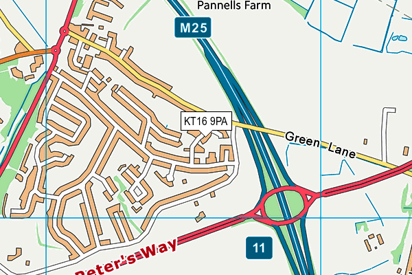 KT16 9PA map - OS VectorMap District (Ordnance Survey) KT16 9PA map - OS VectorMap District (Ordnance Survey)