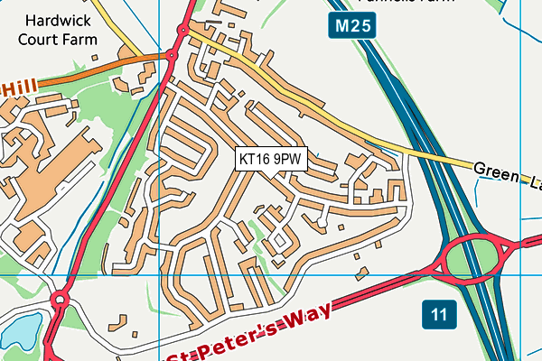 KT16 9PW map - OS VectorMap District (Ordnance Survey) KT16 9PW map - OS VectorMap District (Ordnance Survey)