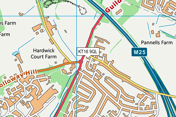 KT16 9QL map - OS VectorMap District (Ordnance Survey)