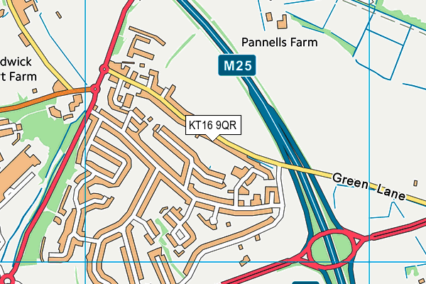 KT16 9QR map - OS VectorMap District (Ordnance Survey)