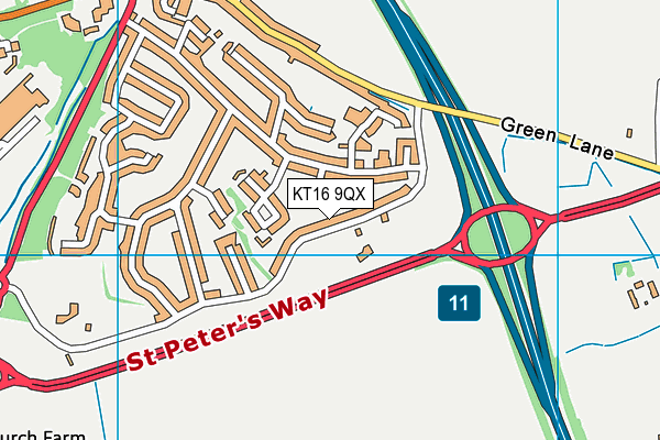 KT16 9QX map - OS VectorMap District (Ordnance Survey) KT16 9QX map - OS VectorMap District (Ordnance Survey)