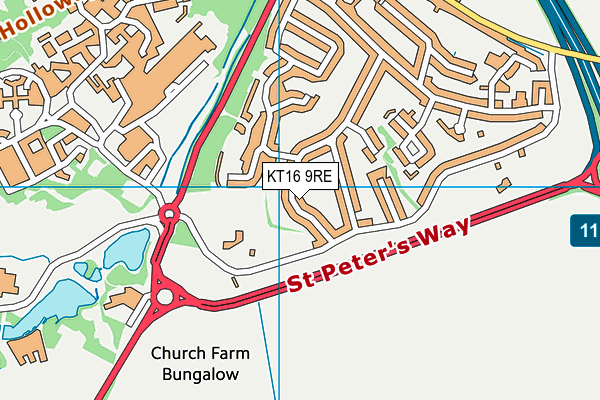 KT16 9RE map - OS VectorMap District (Ordnance Survey) KT16 9RE map - OS VectorMap District (Ordnance Survey)