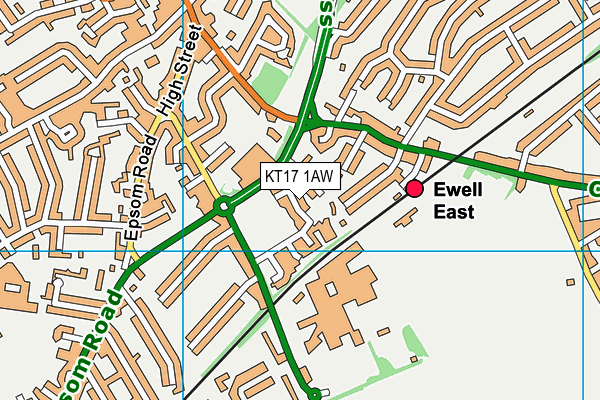 KT17 1AW map - OS VectorMap District (Ordnance Survey)