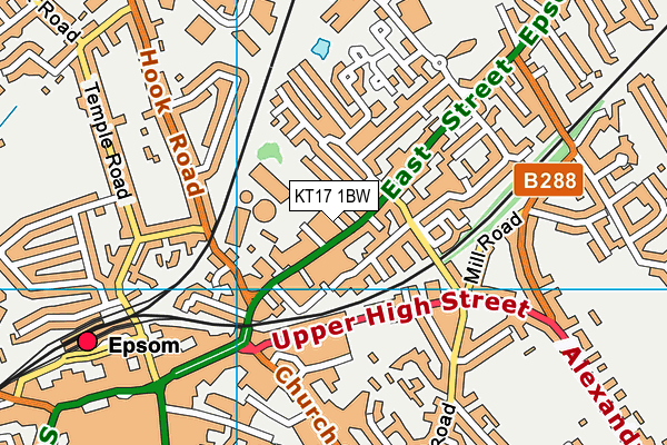 KT17 1BW map - OS VectorMap District (Ordnance Survey)